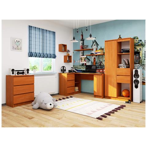 Scrivania ad angolo B20 sinistro, 1 anta e 3 cassetti, 155x85x77 cm, Colore Ontano - Foto 6