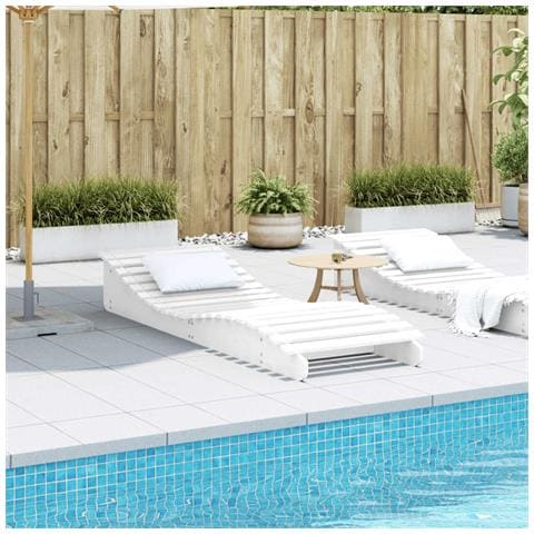 Lettino Prendisole Bianco 205x70x31,5 cm in Legno Massello Pino - Foto 3