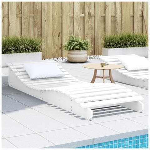 Lettino Prendisole Bianco 205x70x31,5 cm in Legno Massello Pino - Foto 1