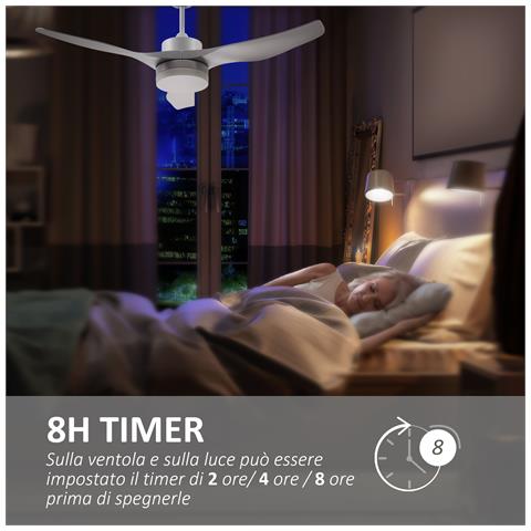 Ventilatore Da Soffitto Con Luce Led A 3 Modalità Con Telecomando, 6 Velocità, ?132x40cm - Foto 6