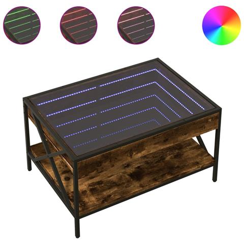 Tavolino Da Salotto Con Led Infinity Rovere Fumo 70x50x38 Cm - Foto 2