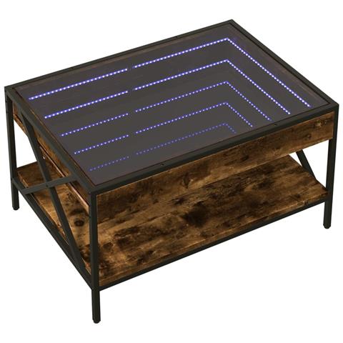 Tavolino Da Salotto Con Led Infinity Rovere Fumo 70x50x38 Cm - Foto 3