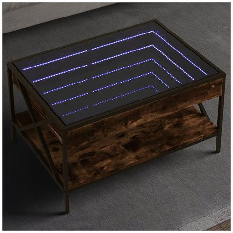 Tavolino Da Salotto Con Led Infinity Rovere Fumo 70x50x38 Cm - Foto 1