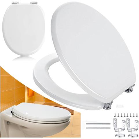 Copriwater Universale Copri Wc Legno Mdf Coprivaso Sedile Bianco Water Pesante - Foto 1