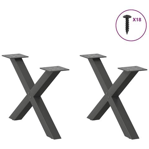 Gambe Tavolino Caffè A X 2 Pz Antracite 50x(30-31)cm In Acciaio - Foto 3