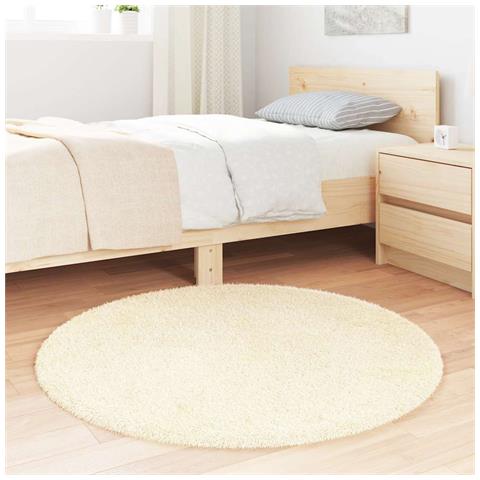 Tappeto Shaggy A Pelo Lungo Navarra Crema 100x100 Cm Poliestere - Foto 3