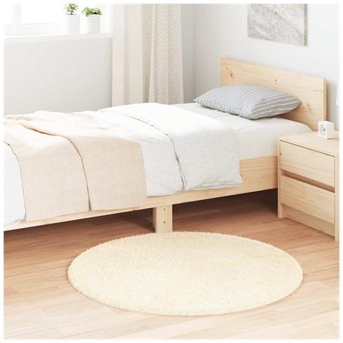 Tappeto Shaggy A Pelo Lungo Navarra Crema 100x100 Cm Poliestere - Foto 1