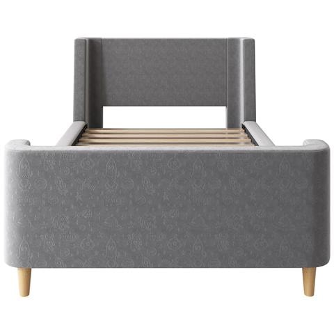 Letto Contenitore  Letto Imbottito Letto Per Bambini, Letto Singolo Letto A Slitta, 90 X 200 Cm, Per Bambini E Bambine, Grigio, Senza Materasso - Foto 4