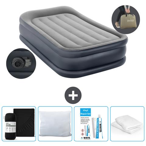 Set Materassino Gonfiabile - 191x99x42 Cm - Grigio - Include Accessori Coordinati - Foto 1