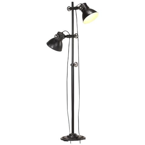 Lusso Casadino -  Lampada Da Pavimento Con 2 Paralumi Nera E27 In Ghisa - Foto 2
