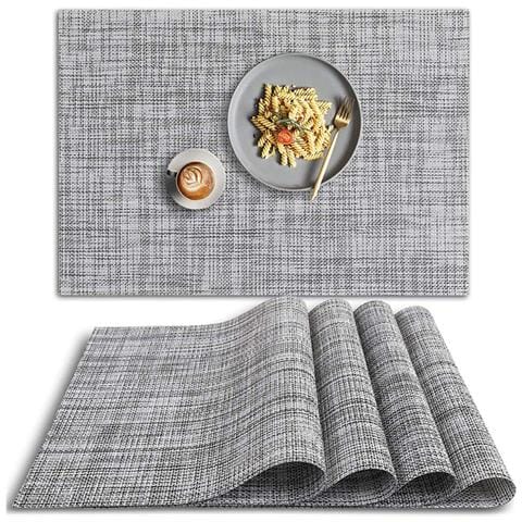 Set Di 6 Tovagliette In Pvc - 30x45cm - Blu E Bianco: Protezione E Stile Per La Tua Tavola Silver+white - Foto 1