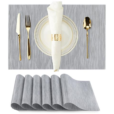 Set Di 6 Tovagliette In Pvc - 30x45cm - Blu E Bianco: Protezione E Stile Per La Tua Tavola Silver+white - Foto 2