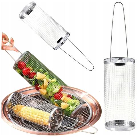 Cestello Rotante Per Grigliare Bbq Barbeque Verdure Patatine Pollo - Foto 1