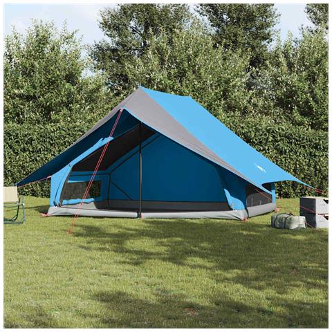 Tenda Familiare A-Frame 7 Persone Blu Impermeabile - Foto 2