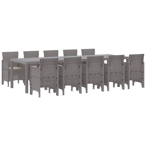 Set da Pranzo per Giardino 11 pcs Grigio chiaro Poly Rattan - Foto 1