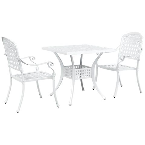 Set Bistro da Giardino 3 Pezzi in Alluminio Bianco - Foto 1