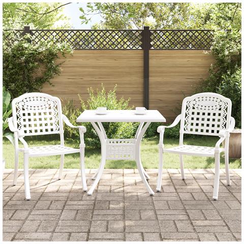 Set Bistro da Giardino 3 Pezzi in Alluminio Bianco - Foto 2