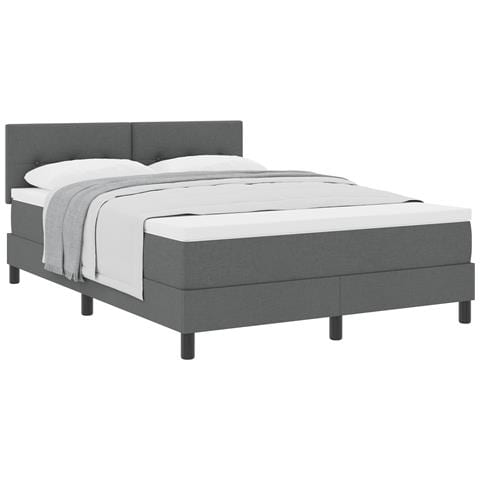 Letto con rete a molle e materasso grigio scuro 140x190 cm in tessuto - Foto 1