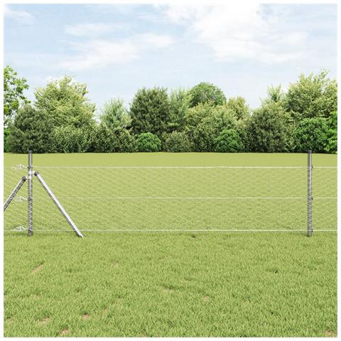 Recinzione Esagonale 0.6 x 25 m in Acciaio Zincato, Pali per Recinzione 13 pz Ø32 mm 100 cm in Acciaio Zincato - Foto 2
