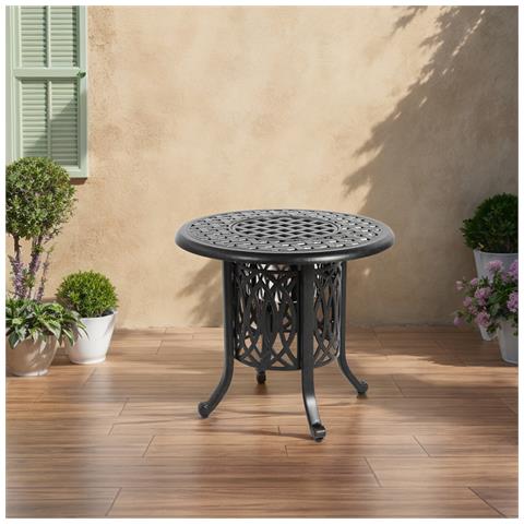 Tavolo Da Esterno In Alluminio Con Secchiello Per Il Ghiaccio, Tavolino Da Patio, Tavolino In Alluminio Con Poggiapiedi Regolabili, Tavolino Da Caffè All'aperto - Foto 1