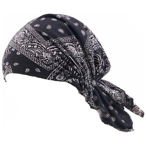 Berretto A Turbante Elasticizzato In Cotone Stampato - Traspirante, Caldo E Antivento Black - Foto 2