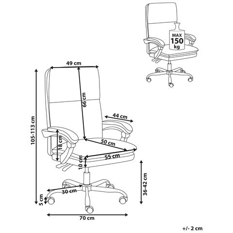 Poltrona Da Scrivania Serene Pelle Sintetica Beige Chiaro - Foto 7