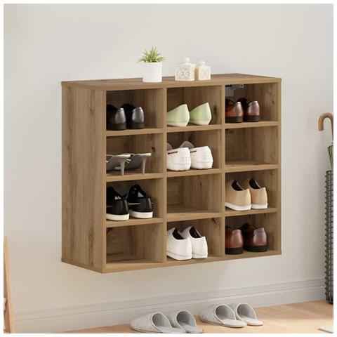 Scarpiera con lo scaffale rovere artigianale 77.5 x 30 x 67 cm - Foto 2