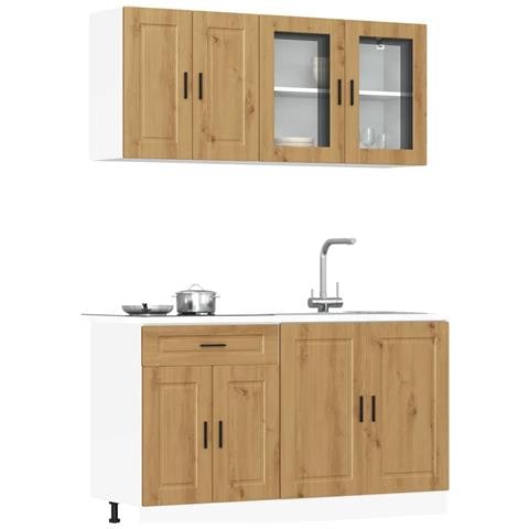 Set Mobili da Cucina 4 pz Kalmar Rovere Artigianale Truciolato - Foto 2