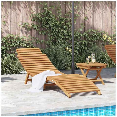 Lettino da sole Marrone 184 x 55 x 59 cm Legno di teak solido - Foto 2