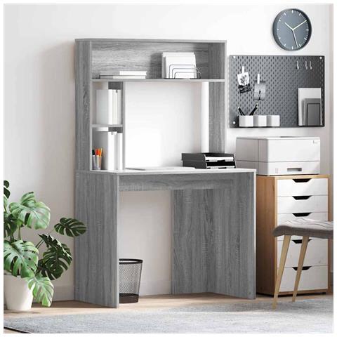 Scrivania Grigio sonoma 91 x 50 x 149 cm Legno multistrato - Foto 2