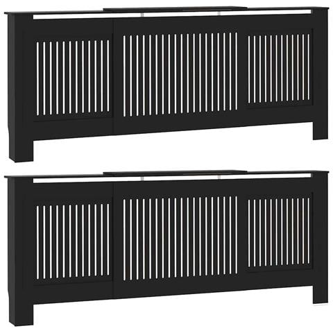 Copertura per radiatori 2 pcs Nero (142-205) x 20.5 x 81.5 cm - Foto 1