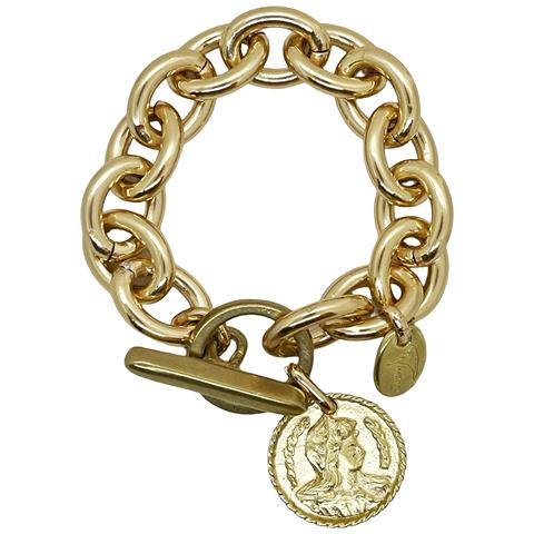 Bracciale A Catena Con Moneta Antica Camp In Oro - Foto 1