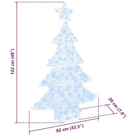 Albero di Natale con 100 LED Bianco freddo 120 cm Acrilico - Foto 8