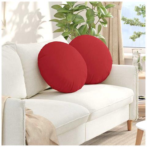 Cuscini per Seduta 2 pcs Rosso Ø50 x 19 cm Tessuto - Foto 2