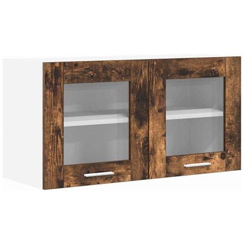 Armadio pensile Riga Rovere Affumicato e Bianco 80 x 31 x 40 cm - Foto 1