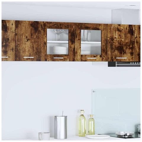 Armadio pensile Riga Rovere Affumicato e Bianco 80 x 31 x 40 cm - Foto 2