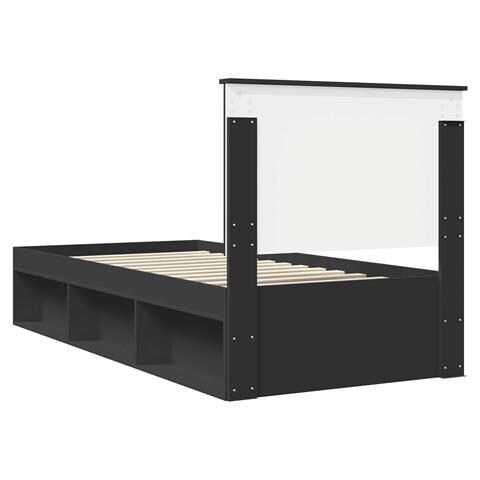 Struttura del letto con testiera Nero 90 x 200 cm Pino massello - Foto 9