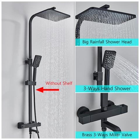 Colonna doccia, Blackswan, Tipo M172, modello nero regolabile, con termostato e bocca girevole, misura 120 cm - Foto 2