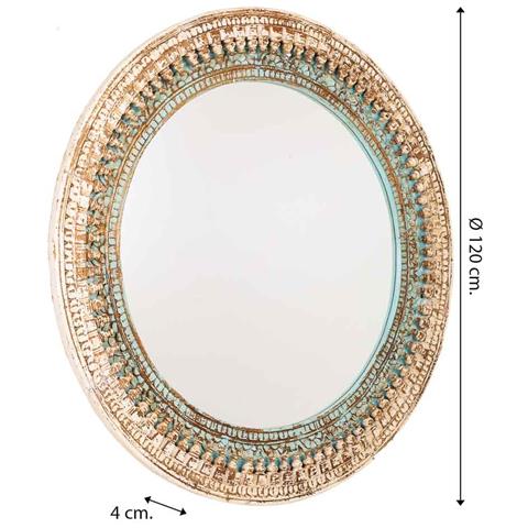 Specchio In Legno Artigianale 120x4x120h Cm - Foto 7