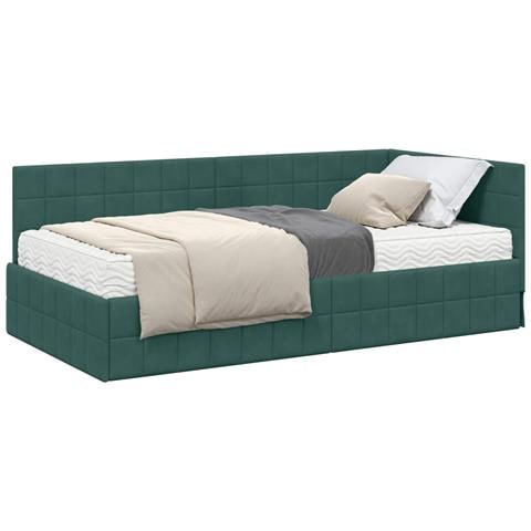 Struttura Letto Angolare con Materasso 2 pcs Verde Velluto - Foto 1