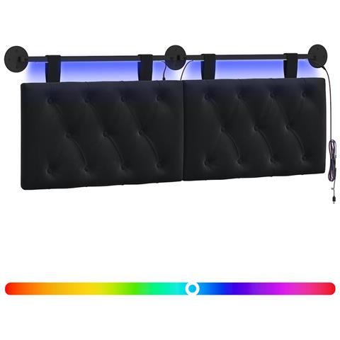 Testiera sospesa Con luce LED Nero Velluto - Foto 1