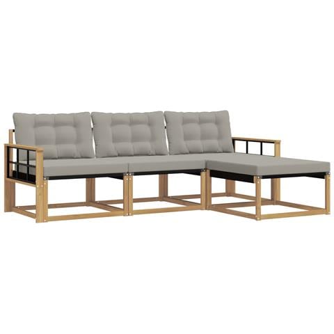Set di divani da esterno 4 pcs Bianco e Grigio Chiaro - Foto 1