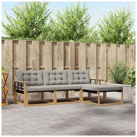 Set di divani da esterno 4 pcs Bianco e Grigio Chiaro - Foto 2