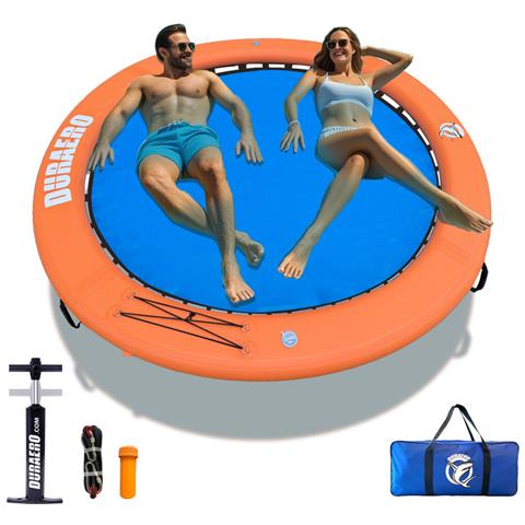 Amaca gonfiabile per acqua, Ø245 cm x 12 cm spessore, Piattaforma galleggiante per piscina e lago, Completa di pompa e accessori - Foto 1