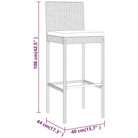 Set Bar da Giardino 5 pz con Cuscini in Polyrattan Nero - Foto 8