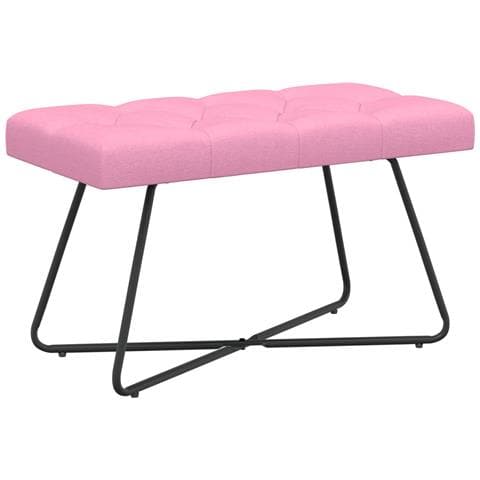Panchina con bottoni imbottiti Rosa 80 x 40 x 46 cm Tessuto - Foto 1
