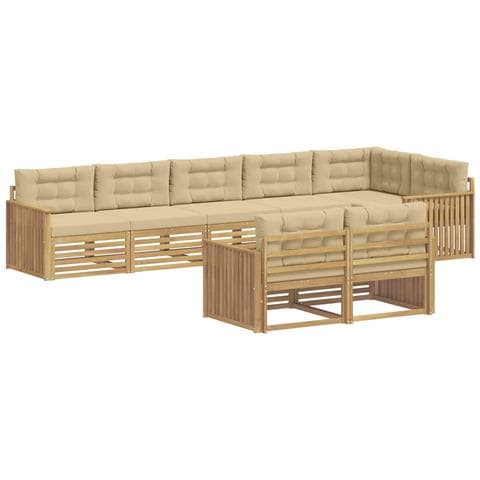 Set di divani da esterno 8 pcs Bianco e Beige - Foto 1