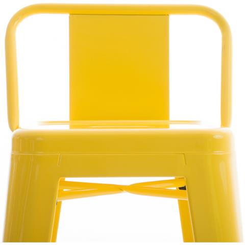 Sgabello Bar in Metallo Mason I Sgabello Alto Bancone Telaio 4 Gambe I Sgabello Industrial, H77CM I Sgabello Pub O Cucina con Schienale Giallo - Foto 5