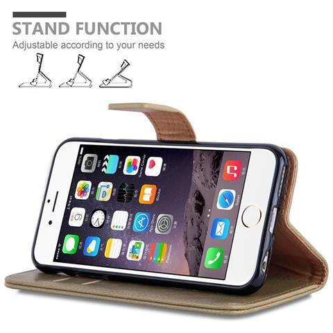 Custodia Compatibile Con Apple Iphone 6 Plus / Iphone 6s Plus In Marrone Cappuccino - Coperchio Protettiva Con Chiusura Magnetica, Funzione Stand E Tasca Per Le Carte - Foto 9