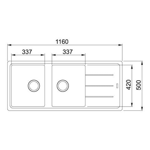 Lavello BFG621OA 2 Vasche Gocciolatoio Reversibile Dimensioni 116 x 50 cm Colore Avena Serie Boston - Foto 2